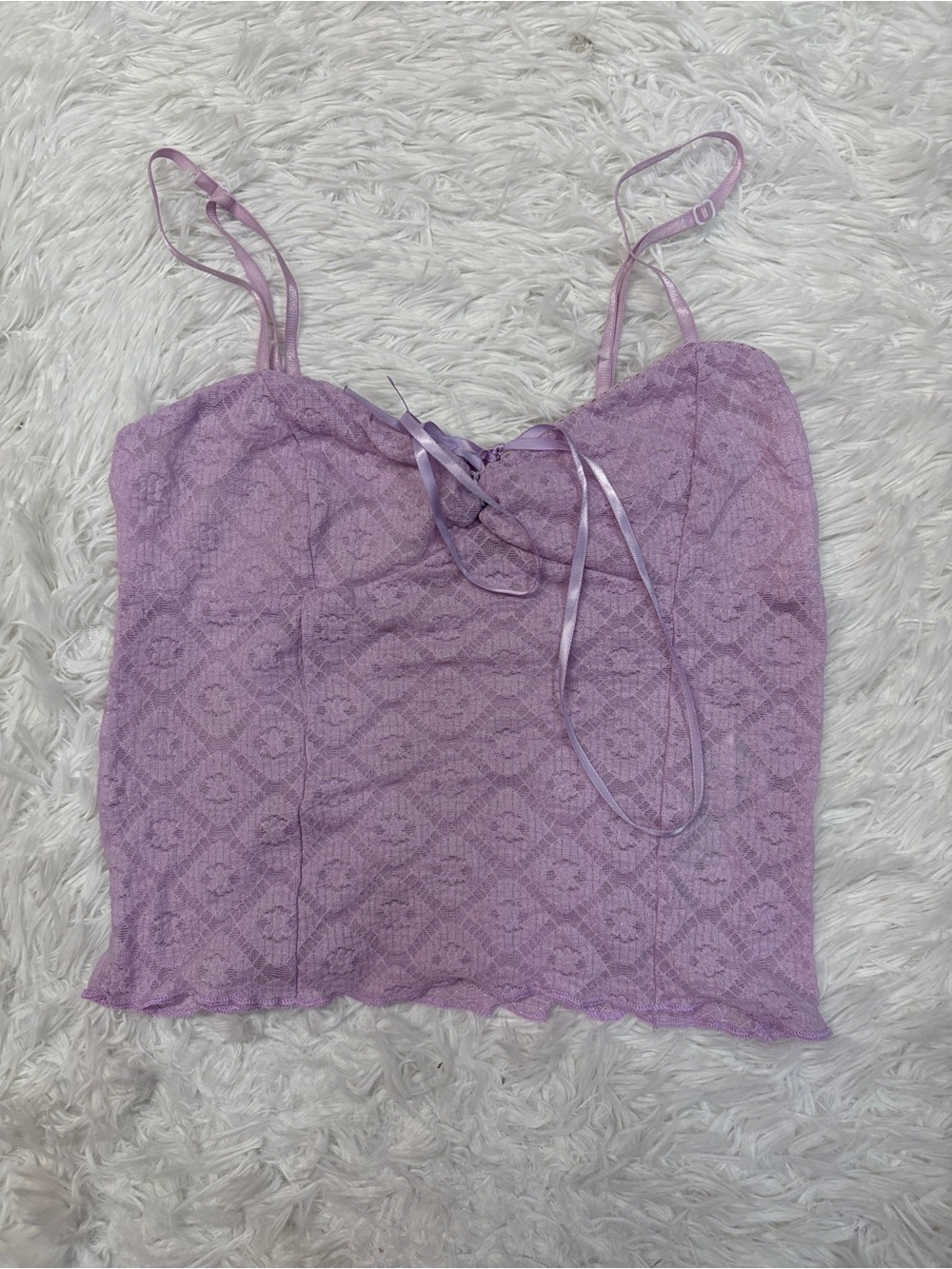 Edikted Textured Lacey Tank Top Purple - Picture 4 of 4